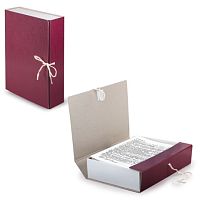 Короб архивный (240х330 мм), 80 мм, 2 завязки, бумвинил, до 700 листов, бордовый, STAFF, 126900 | код 126900 | STAFF