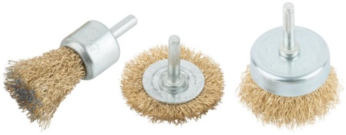 Корщетки со штифтом, набор 3 шт (колесо 50 мм / чашка 50 мм / венчик 25 мм) | код 38561М | FIT фото 2