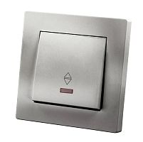 Выключатель на 2 направления 1 кл. с подсветкой 10А серебр. металлик Сенеж TDM | код SQ1816-0217 | TDM