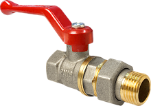 Кран шаровой латунный с американкой никел. покрытие ВН/НР ручка-рычаг 1дюйм (16/4) | код VF.225.NR1.100 | VALFEX