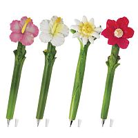 Ручка фигурная ЦВЕТОЧКИ, СИНЯЯ, 4 дизайна ассорти, линия письма 0,5 мм, дисплей, BRAUBERG, 142775 | код 142775 | BRAUBERG