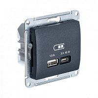 GLOSSA USB РОЗЕТКА А + тип-С 45Вт высокоскор.заряд. QC, PD, механизм, АНТРАЦИТ | код GSL000729 | Systeme Electric