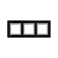 Рамка из натурального стекла, Avanti, черная, 3 поста (6 мод.) | код 4402826 | DKC