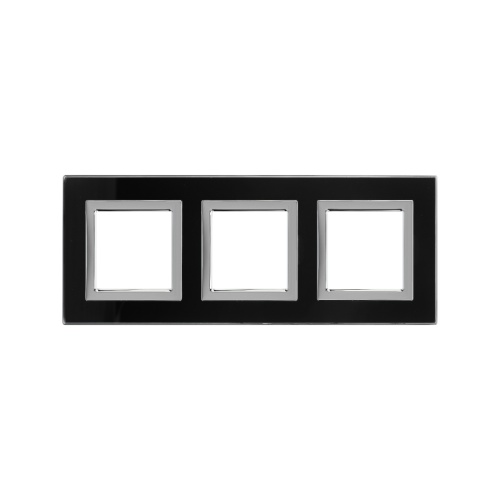 Рамка из натурального стекла, Avanti, черная, 3 поста (6 мод.) | код 4402826 | DKC