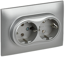 SKANDY Роз. 2-я с з/к без з/ш 16А сб. SK-R08S сереб. IEK | код SK-R21-16-K23-F | IEK