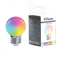 Лампа светодиодная 1Вт 230В E27 RGB G45 LB-37 матов. быстрая смена цвета FERON 38126