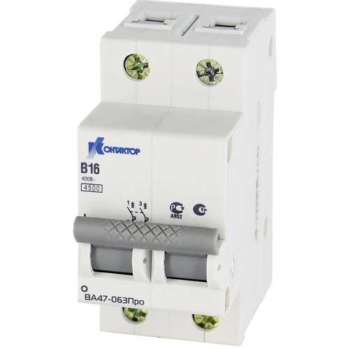 Выключатель автоматический двухполюсный 10A С ВА47-063Про 4.5kA | код 7000125 | Контактор