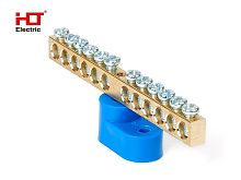 Шина N ноль на одном угловом изол ШНИ-6х9-12-У1-синий HLT | код 081-01-104 | HLT