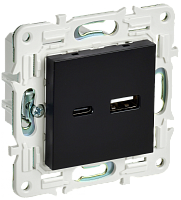 SKANDY Роз. USB A+C 18Вт SK-R13Bl черн. IEK | код SK-U22-018-K02 | IEK