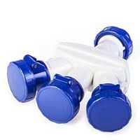 Адаптер тройной (разветвитель) 16A, Вилка 2P+E 6h - 3 Розетки 2P+E 6h, 250VAC 50/60Hz, IP66/IP67, серия ADAPTO | код 606.3505-062 | Scame