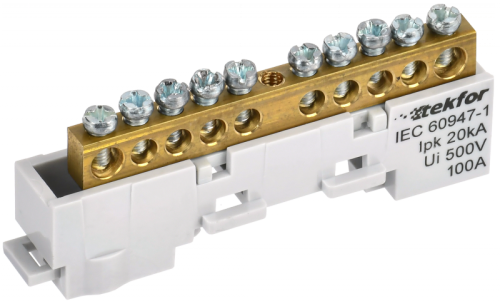 TEKFOR Шина L фаза неизолированная на универсальном держателе 6х9-10-Ср IEK | код TF-NN10-10-DL-K03 | IEK