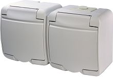 Розетка 2-я (Schuko) (белая крышка) (IP44/54) RHE-2s | код 004668019 | ETI