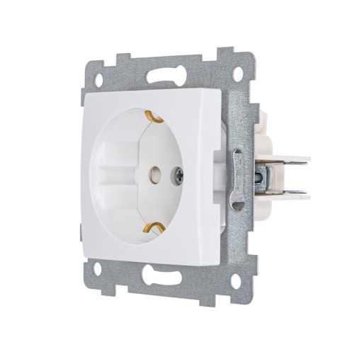 Розетка 1-м СП Мария РС16-446 16А IP20 с заземл. защ. шторки механизм бел. Кунцево 110020