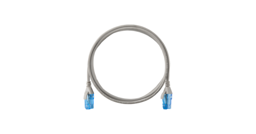 Коммутационный шнур NIKOMAX Slim Line U/UTP 4 пары, Кат.6 (Класс E), 250МГц, 2хRJ45/8P8C, T568B, заливной, с защитой защелки, многожильный, BC (чистая медь), 28AWG (7х0,127мм), LSZH нг(А)-HFLTx, серый, 2м | код NMC-PC4UE55B-020-SL-C-GY | NI