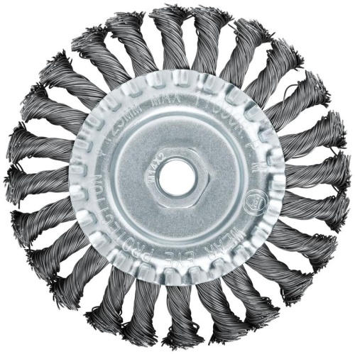 Кордщетка-колесо, гайка М14стальная, витая проволока 125 мм | код 39123 | FIT фото 2