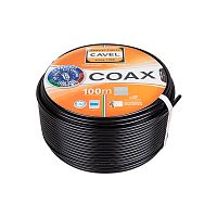 Кабель коаксиальный SAT-703PE, Cu/Al/CuSn, 75%, 75Ом, 100м, OUTDOOR, черный CAVEL | код 01-2432-2 | CAVEL