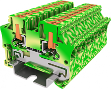 TPV4-2-PE Клемма TP 1-1 проходная боковой ввод, с заземл., Push-in, сеч.4мм2, желт-зел., шт | код TPV4-2-PE | SUPU