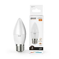 Лампа светодиодная Elementary 6Вт свеча 3000К тепл. бел. E27 420лм 180-240В | Код. 33216 | Gauss