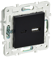 SKANDY Роз. USB A+C 3,1А SK-R14Bl черн. IEK | код SK-U22-D31-K02 | IEK