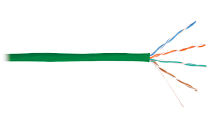 Кабель NIKOLAN U/UTP 4 пары, Кат.5e (Класс D), тест по ISO/IEC, 100МГц, одножильный, BC (чистая медь), 24AWG (0,50мм), внутренний, PVC нг(А), зеленый, 305м | код NKL 4100A-GN | NIKOLAN