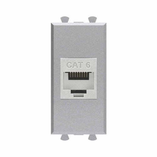 Компьютерная розетка RJ-45 без шторки модульная, кат.6 экранированная, Avanti, Закаленная сталь, 1 модуль | код 4404791 | DKC