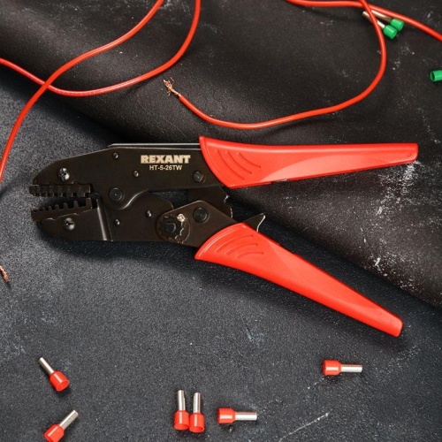 Кримпер для обжима двойных штыревых наконечников 2х(0.5-6.0) кв мм (HT-5-26TW) | код 12-3222 | REXANT фото 5