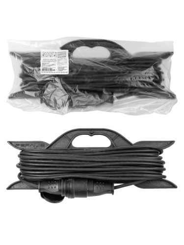 Удлинитель-шнур силовой на рамке, каучук, КГ, IP44, штепс. гнездо с/з, 3500 Вт, 20 м Народный | код SQ1307-0232 | TDM НАРОДНЫЙ