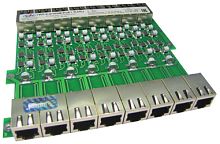 Восьмипортовое УЗИП оборудования ЛВС категорий Cat.3/5/5е с поддержкой технологии передачи питания поверх данных согласно стандарта IEEE802.3af. ГИП 8.4/100М PoE+ RJ/RJ | код 400 514 | Hakel