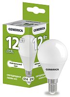 Лампа светодиодная G45 шар 12Вт 230В 4000К E14 GENERICA | код LL-G45-12-230-40-E14-G | IEK