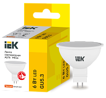 Лампа LED ALFA MR16 софит 6Вт 230В 3000К GU5,3 | код LLA-MR16-6-230-30-GU5 | IEK