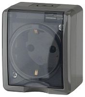 Розетка 1-м ОП Эра Эксперт 11-2401-03 16А IP54 16AX 250В 2P+E сер. | Код. Б0020713 | ЭРА