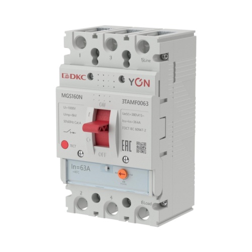 Авт. выкл. YON MGS160 3P 50,4-63A 36kA | код MGS160N-3TAMF0063 | DKC Авт. выкл. YON MGS160 3P 50,4-63A 36kA | код MGS160N-3TAMF0063 | DKC