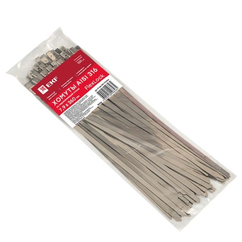 Хомут AISI 316 из нержавеющей стали, 7,9x360 (100 шт,) FlexLock PROxima | код plc-fl-tss-316-7.9x360 | EKF фото 4