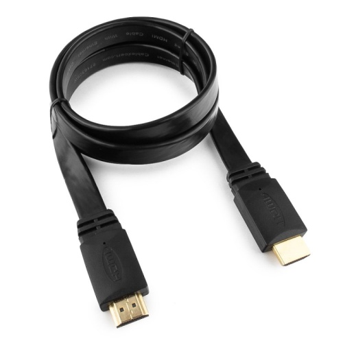 Кабель HDMI Cablexpert CC-HDMI4F-1M, 1м, v1.4, 19M/19M, плоский кабель, черный, позол.разъемы, экран, пакет | код CC-HDMI4F-1M | Cablexpert