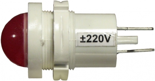 Светодиодная лампа СКЛ-12Б-КМ-2-220(Р)-В2-Ч, красная, матовая, с порогом срабатывания 140В, черный корпус, 220В 50Гц/пост., диаметр посадочного отверстия 22мм, В2 | код A8021-79681654 | Каскад-Электро