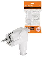 Вилка угловая c/з белая с кнопкой извлечения из сети 16А 250В TDM | код SQ1806-0398 | TDM