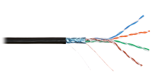 Кабель NIKOLAN F/UTP 4 пары, Кат.5e (Класс D), 100МГц, одножильный, BC (чистая медь), 24AWG (0,50мм), внешний, PE до -60С, черный, 305м | код NKL 4700B-BK | NIKOLAN