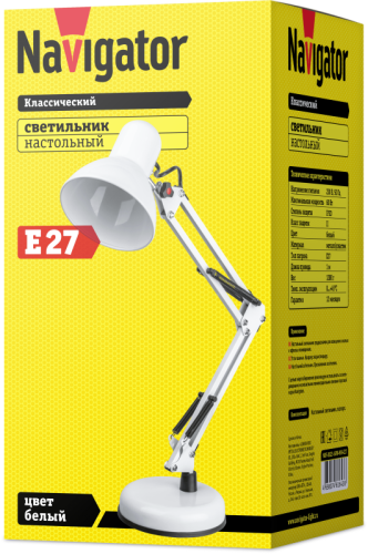 Светильник настольный 61 643 NDF-D023-60W-WH-E27 на основании бел. Navigator 61643 фото 2 Светильник настольный 61 643 NDF-D023-60W-WH-E27 на основании бел. Navigator 61643 фото 2