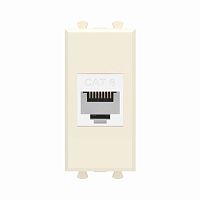 Компьютерная розетка RJ-45 без шторки модульная, кат.6, Avanti, Ванильная дымка, 1 модуль | код 4405691 | DKC