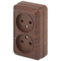 Розетка 2х2P, 16А-250В, ОУ, Quadro, венге | код Б0053796 | ЭРА