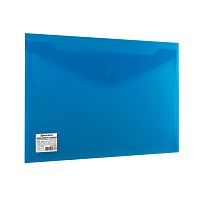 Папка-конверт с кнопкой BRAUBERG, А4, до 100 листов, непрозрачная, синяя, СВЕРХПРОЧНАЯ 0,2 мм, 221362 | код 221362 | BRAUBERG