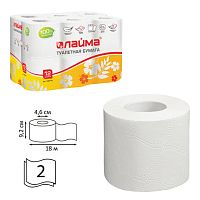 Бумага туалетная бытовая, спайка 12 шт., 2-х слойная, (12х18 м), LAIMA/ЛАЙМА, белая, 128718 | код 128718 | ЛАЙМА