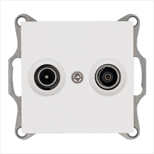 Розетка телевизионная оконечная TV + FM 2-м Ф9.5мм механизм бел. глянцевый Jasmart G6204W Розетка телевизионная оконечная TV + FM 2-м Ф9.5мм механизм бел. глянцевый Jasmart G6204W