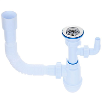 Сифон для умывальника АНИ 1 1/2' x 40 с отводом для стиральноймашины с гибкой трубой 40х40/50 | код C0315 | АНИ пласт