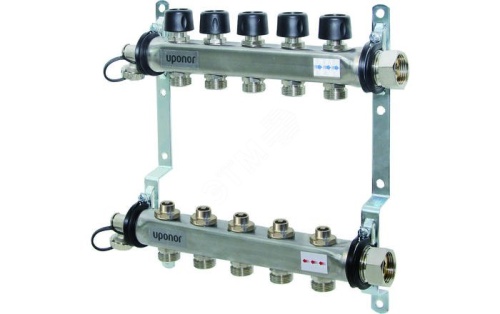 Коллекторная группа нержавеющая сталь Smart 3/4'х8 выходов с клапанами евроконус | код 1088051 | Uponor Коллекторная группа нержавеющая сталь Smart 3/4'х8 выходов с клапанами евроконус | код 1088051 | Uponor