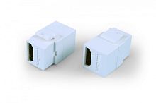 Вставка формата Keystone Jack с проходным адаптером HDMI (Type A) long body (29.7 мм) ROHS белая, Hyperline KJ1-HDMI-AL18-WH | код 247094 | Hyperline