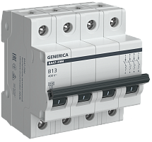 Авт. выкл. ВА47-29М 4P 13А 4,5кА B GENERICA | код MVA21-4-013-B-G | GENERICA by IEK