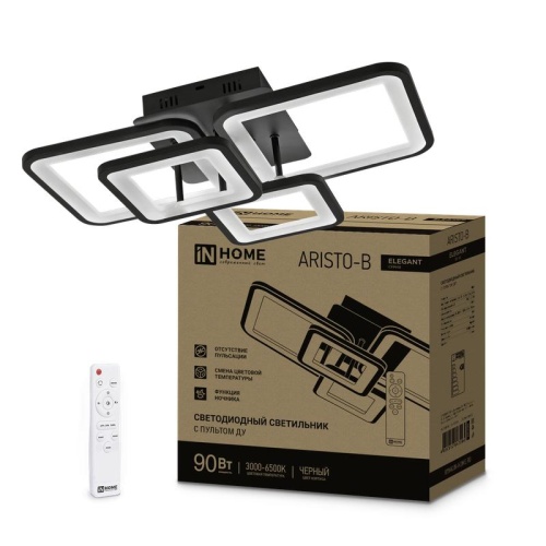 Светильник светодиодный ELEGANT ARISTO-B 90Вт 230В 3000-6500К 7000лм 535х370х151мм пульт ДУ черн. | код 4690612047294 | IN HOME