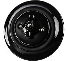 Выключатель скрытой установки фарфоровый поворотный с ручкой (бантик) 10А черный «Болонь» TDM | код SQ1820-0220 | TDM