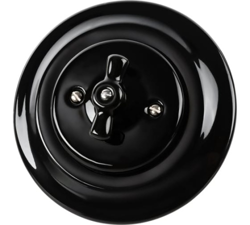 Выключатель скрытой установки фарфоровый поворотный с ручкой (бантик) 10А черный «Болонь» TDM | код SQ1820-0220 | TDM